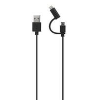 XQISIT combo USB A - microUSB/Lightning cable, 1.8m, black