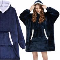 Šiltas hood`is- džemperis – pledas 2in1 | NAVY mėlynas