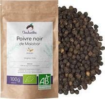 Ekologiški juodieji Malabaro pipirai (sveiki pipirų grūdeliai) 100 g Chabiothé