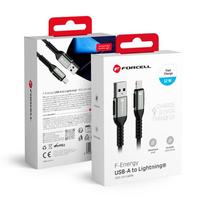 FORCELL F-ENERGY C257 USB A to Lightning cable, 2.4A, 12W, Cafule, 3 m, black