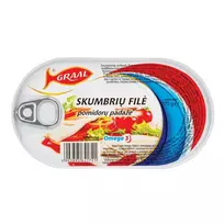 Skumbrių filė pomidorų padaže GRAA, 170 g