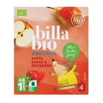Braškių ir kriaušių tyrelė vaikams BILLA BIO, 360 g
