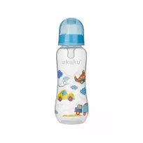 Akuku  maitinimo buteliukas 250 ml su silikoniniu žinduku, А0105_BLUE