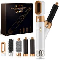 LIVMAN WT-168 - 5in1 karšto oro plaukų formavimo prietaisas su 5 skirtingais keičiamais antgaliais plaukų džiovinimui ir formavimui bei 3 temperatūros režimais, 1000W