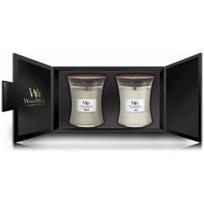 Woodwick aromatinių žvakių rinkinys 2 x 275 g. (LINEN, FIRESIDE)