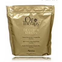 Fanola Oro Therapy De-Color Keratin Blue Compact Bleaching Powder mėlyna balinimo pudra plaukams - 500 g.