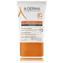 A-Derma Protect Pocket Invisible Fluid SPF50+ bespalvis apsauginis veido fluidas nuo saulės - 30 ml.