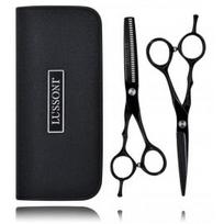 Lussoni Eclipse Series Black profesionalių žirklių rinkinys (1 vnt. 6.5' kirpimo žirklės + 1 vnt. 6' filiravimo žirklės + dėklas) - Rinkinys