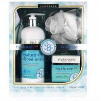 Vivaco Hyaluronic Acid Set rinkinys (veido kremas 50 ml. + kūno pienelis 400 ml. + plaušinė) - 1 vnt.