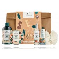 The Body Shop Shea Nourish & Flourish rinkinys (250 ml. dušo kremas + 200 ml. sviestas + 100 ml. dulksna + 30 ml. rankų balzamas + kempinė) - Rinkinys