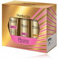 Perfecta 24K Gold & Rose Set veido priežiūros rinkinys (75g. veido šveitiklis + 200ml. micelinis vanduo + 200ml. makiažo valiklis) - 1 vnt.