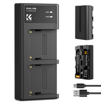 K&F Concept K&F NP-F550 Digital Camera Dual Battery with Dual Channel Charger, Two batteries + charger + Type C