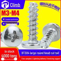 304 Stainless Steel M3/M4 Cross Slot Large Pan Head Self-Tapping Screws 3x5 mm