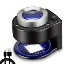 30 kartų didinantis monetų didinamasis stiklas – įkraunami 6 lempučių nešiojami metaliniai akiniai su dvigubu USB maitinimo režimu – idealiai tinka tekstilės, monetų, valiutos ir pašto ženklų patikrai. juoda
