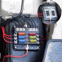 12V Saugiklių blokas, Vandeniui atspari laivo saugiklių panelė su LED įspėjamuoju indikatoriumi, Apsaugotas dangtelis - 6 grandinės su neigiamų gnybtų saugiklių dėžute