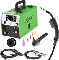 160 amperų MIG suvirinimo aparatas 230V 3-in-1 daugiaprocesis suvirinimo aparatas, MIG be dujų / liftas TIG / Stick MMA suvirinimo aparatai su dideliu LED ekranu Suvirinimo aparatas, atnaujinimas SPR-MIG160