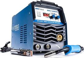 IPOTOOLS MIG-160ERS 5-in-1 MIG MAG suvirinimo aparatas - apsauginis dujinis suvirinimo aparatas su 160 amperų inverteriu / Flux Cored Wire suvirinimo aparatas be dujinių elektrodų / E-Hand tinkamas / skaitmeninis /