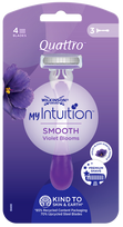 WILKINSON SWORD MyIntution Smooth Violet Bloom Quattro vienkartiniai skustuvai, 3 vnt.