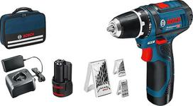 "Bosch Professional" 12V sistemos akumuliatorius GSR 12V-15 (įskaitant 2x GBA 2.0Ah, Ladegerät, 39tlg.-Zubehör-Set, Werkzeugtasche) - Amazon Exclusive