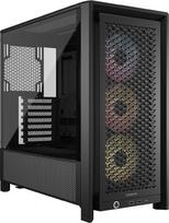 "CORSAIR Frame 4000D RS ARGB" modulinė vidutinio aukščio ATX kompiuterio dėžė - didelis oro srautas, 3X iš anksto sumontuoti RS ARGB ventiliatoriai, ASUS BTF, MSI Project Zero, Gigabyte Project Stealth - juoda