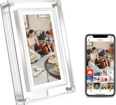 "PiPivision" 5 colių akrilo skaitmeninis nuotraukų rėmelis su HD jutikliniu ekranu, 32GB vidine atmintimi, automatinio sukimosi funkcija, "Frameo" programa