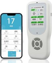 10-in-1 oro kokybės matuoklis detektorius, NDIR WiFi oro kokybės monitorius su AQI/CO2/PM1.0/PM2.5/PM2.5/PM10/HCHO/TVOC, temperatūra ir drėgmė, nešiojamasis formaldehido detektorius su išmaniąja programėle namų biurui