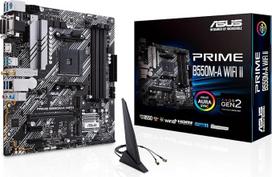ASUS Prime B550M-A WiFi II Žaidimų pagrindinė plokštė Socket Ryzen AM4 (AMD B550, mATX, PCIe 4.0, WiFi6, Dual M.2, SATA 6Gbit/s, Aura Sync)