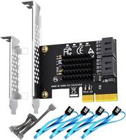 GLOTRENDS SA3234-C 4 prievadų PCIe X4 SATA išplėtimo plokštė su SATA ir maitinimo kabeliais, suderinama su "Windows", "Linux", "Mac OS", NAS