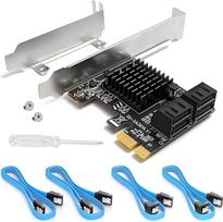 PCIe SATA kortelė 4 prievadai su 4 SATA kabeliais, SATA 3.0 valdiklio išplėtimo kortelė su žemo profilio laikikliu, PCIE į SATA (6Gb/s) įkrovos kaip sistemos plokštė, ne Raid, palaiko 4 SATA 3.0 įrenginius SSD/HDD