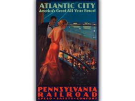 Retro reklaminis kelionių plakatas „Atlantic City“