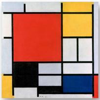 Reprodukcija „Kompozicija su raudona, geltona, mėlyna ir juoda“, Piet Mondrian (1921)