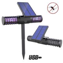 Uodų gaudyklė UV LED lempa IP65 vandeniui atspari vabzdžių gaudyklė šviesa saulės energija USB įkrovimas uodai skruzdėlės musės juoda