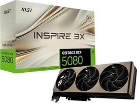 MSI "GeForce RTX 5080 16G Inspire 3X OC" - 16GB GDDR7 (30Gb/s/256 bitų), "PCIe 5X 16", "Boost": 2640 MHz, HDMI 2.1b, "DisplayPort 2.1b