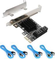 SATA kortelė, PCIE 3.0, 4 prievadai su 4 SATA kabeliais, SATA valdiklio išplėtimo kortelė su žemo profilio laikikliu, neperkraunama, paleidžiama kaip sistemos kietasis diskas