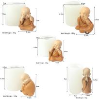 3D budistų vienuolio silikoninė forma „Pasidaryk pats“ rankų darbo naujoko vienuolio formos gipso, molio, žvakių gamybos forma Budos statulėlės amatai Dekoravimas beige