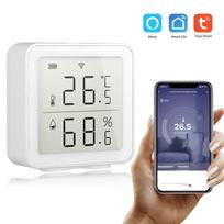 Išmanusis WiFi drėgmės jutiklis higrometras lauko vidaus termometras skaitmeninis LCD ekranas temperatūra balta