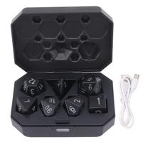 7Pcs Glowing Polyhedral Dice Set Auto Light Up Easy Read LED Electric Dice Set with Charging Box