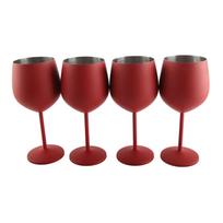 4 vnt. 18 oz matiniai nerūdijančio plieno vyno taurės, raudonos brown