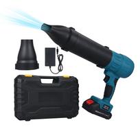 Reaktyvinis ventiliatorius 21V Jet Turbo Ventiliatorius Galingas oro pūstuvo ventiliatorius su 1500mah baterija ir 3 keičiamais vnt. EU PLUG mėlyna