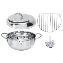 28cm Japanese Tempura Deep Fryer Pot 201 Stainless Steel Frying Pot with Thermometer Oil Filter L