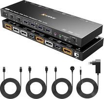 YOUTINGHDAV USB 3.0 KVM jungiklis 2 kompiuteriams 2 monitoriams Display Port KVM jungiklis Displayport 4K @ 144Hz, USB 3.0 perjungimo režimai DP KVM jungikliams Dviejų monitorių dalijimasis klaviatūra pelė su 3,5 mm garso išvestimi