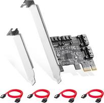 Binardat PCIE X1-SATA kortelė 4 prievadų 6Gb/s SATA 3.0 valdiklis su 4 SATA kabeliais ir žemo profilio laikikliu, skirtas "Windows 10/11