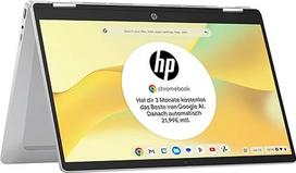 "HP Chromebook x360", 14 colių jutiklinis ekranas, "Intel" procesorius N100, 4GB DDR4 RAM, 128GB "eUFS", "Intel UHD Graphics", "ChromeOS", QWERTZ, sidabrinės spalvos