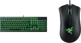 "Razer Ornata V3 X" - plokščia membraninė klaviatūra su USB, "Chroma RGB QWERTZ" | DE išdėstymas, juoda ir "DeathAdder Essential" (2021) - pagrindinė žaidimų pelė su optiniu 6 400 DPI jutikliu, juoda