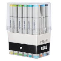 24 Colors Alcohol Double Head Art Marker Pen Clothes Drawing Tool Set with Transparent Box