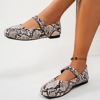 Plus Size Fashion Snake Print Mary Jane Shoes for Women  Spring Summer Comfortable Flats Woman Lightweight Soft Casual Shoes 36