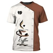 Summer Men'S New Barista 3d Printed T-Shirt Coffee Shop Fashion Casual Uniform O Collar Short Sleeve Loose Sports Plus Size Top XS