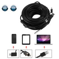 1 vnt. 20 metrų 5,5 mm USB endoskopas su 720P vandeniui atsparia kamera vamzdžių, automobilių apžiūrai juoda