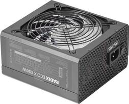 "Tacens Radix ECO X 650", kompiuterio ATX 650 W maitinimo šaltinis, 6 metai, tyli AI-RPM technologija, 87 % efektyvumas, juodas, 1RECOX650