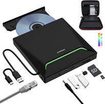 Išorinis CD DVD diskas Cool DVD įrašymo įrenginys USB 3.0 su Ethernet adapteriu 3 USB ir 2 TF/SD kortelių prievadai CD DVD grotuvas skaitytuvas Optinis diskas nešiojamajam kompiuteriui "Windows Mac" su